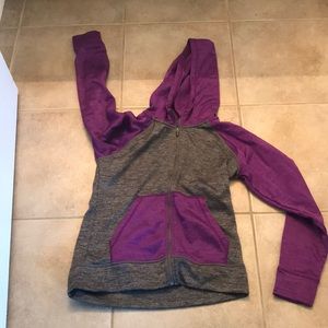 Purple and gray zip up hoodie